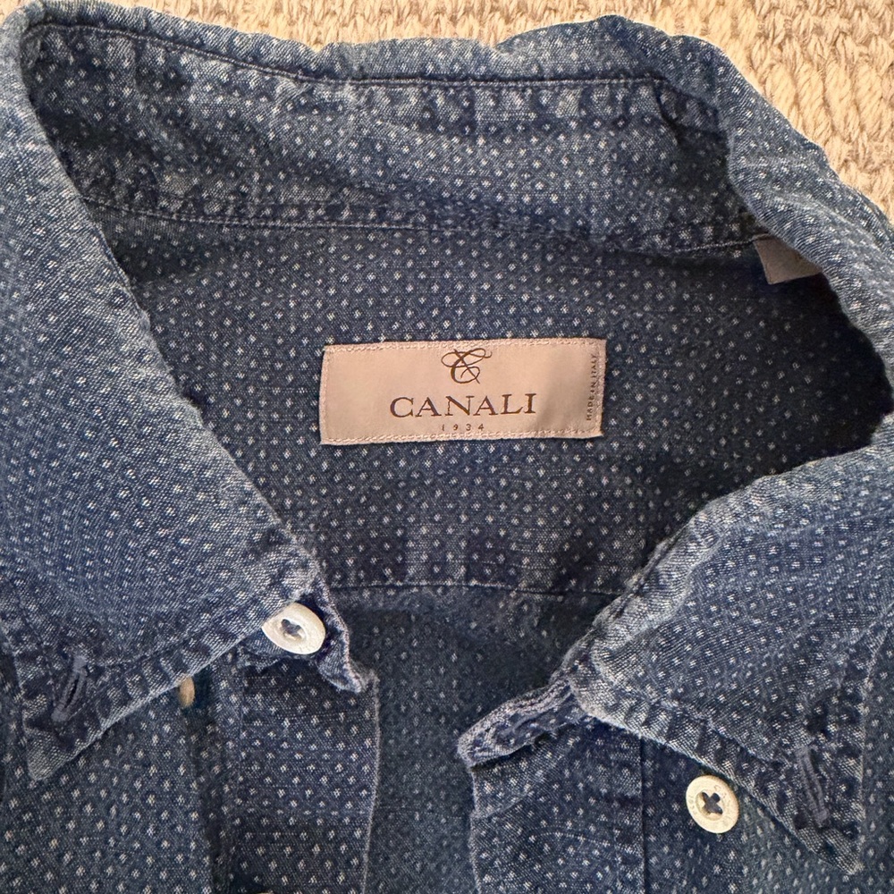 Canali Indigo Patterned Shirt - image 1
